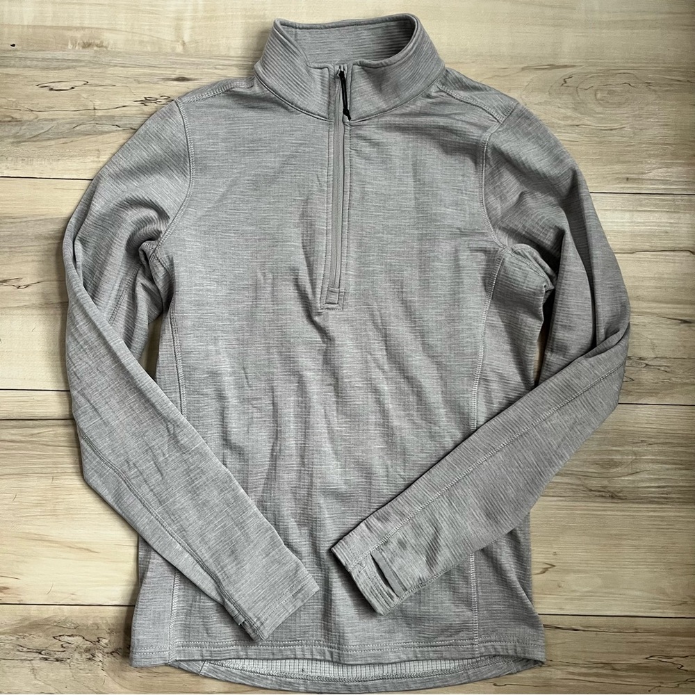 Eddie Bauer Gray Quarter-Zip Pullover size small hiking layering running lounge